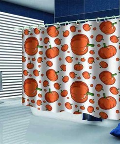Bold and Realistic Red Pumpkins 3D Shower Curtain for Fall Decor