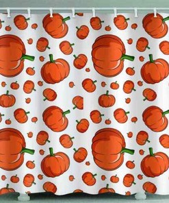Bold and Realistic Red Pumpkins 3D Shower Curtain for Fall Decor