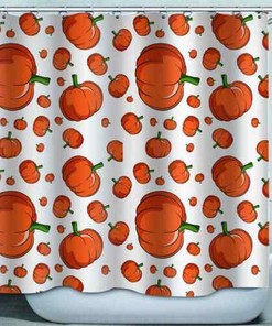 Bold and Realistic Red Pumpkins 3D Shower Curtain for Fall Decor