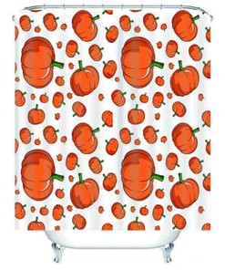 Bold and Realistic Red Pumpkins 3D Shower Curtain for Fall Decor