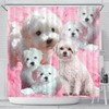 Bolognese Dog Print Boho Shower Curtain, Fun And Adorable Design For Dog Owners' Bathroom