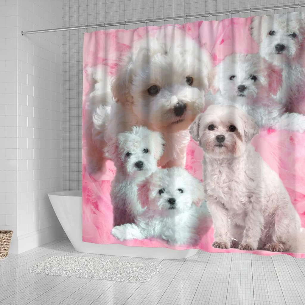 Bolognese Dog Print Boho Shower Curtain, Fun And Adorable Design For Dog Owners' Bathroom - Image 2