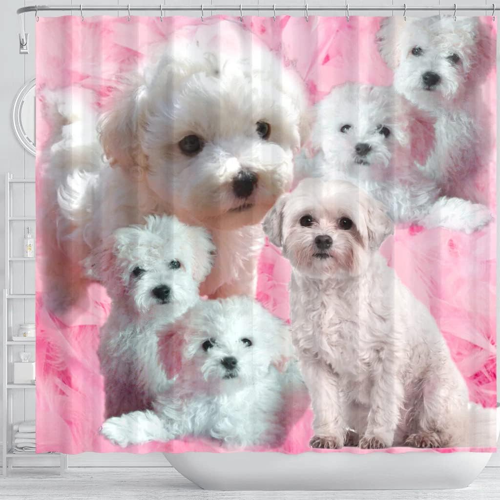 Bolognese Dog Print Boho Shower Curtain, Fun And Adorable Design For Dog Owners' Bathroom - Image 3
