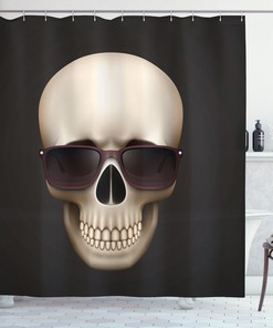 Bones Print Skull Fabric Shower Curtain - Halloween Skull Bathroom Decor