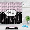 Bonjour Paris Eiffel Tower Shower Curtain, Pink And Black Patterns, Bathroom Decor