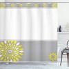 Border With Flowers Geometric Pattern Shower Curtain For Modern Bathroom Decor