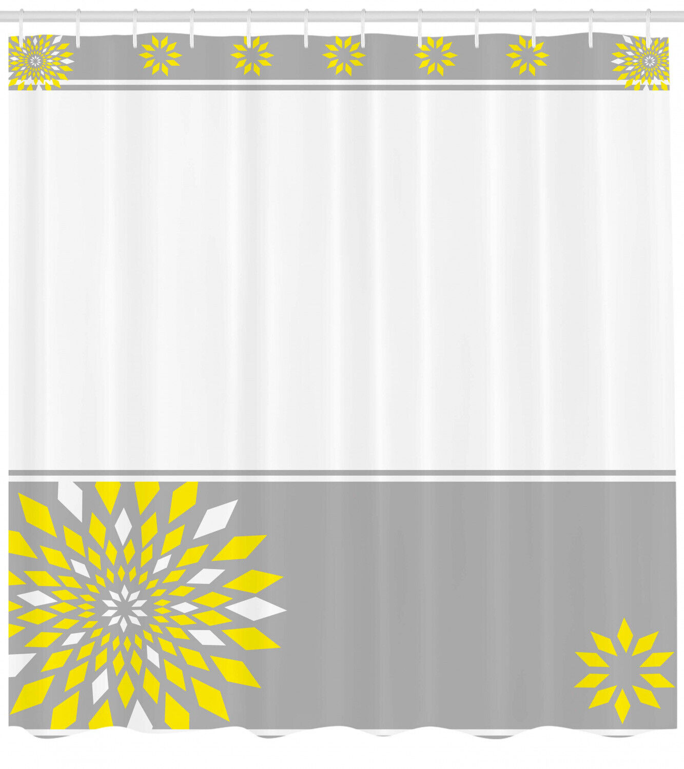 Border With Flowers Geometric Pattern Shower Curtain For Modern Bathroom Decor