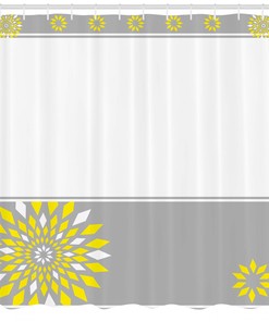 Border With Flowers Geometric Pattern Shower Curtain For Modern Bathroom Decor