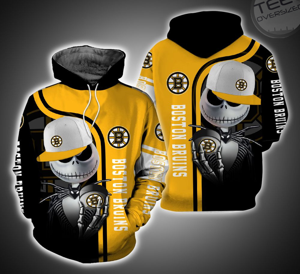 Boston Bruins And Jack Skellington All Over Print 3D Hoodie