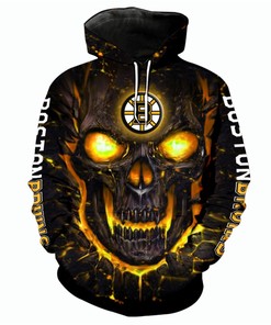 Boston Bruins Halloween Skulls Pullover Nhl All Over Print 3D Hoodie