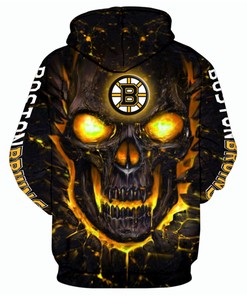 Boston Bruins Hoodie All Over Print 3D Skull Graphic Pullover Nhl