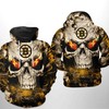 Boston Bruins Nhl Skull All Over Print 3D Hoodie Zipper Hoodie