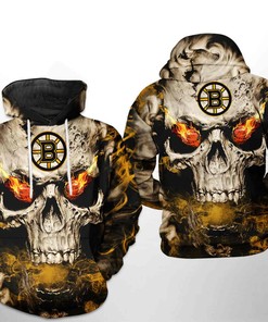 Boston Bruins Nhl Skull All Over Print 3D Hoodie Zipper Hoodie