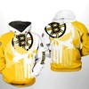 Boston Bruins Nhl Team Skull All Over Print 3D Hoodie Zipper Hoodie