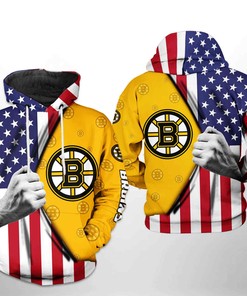 Boston Bruins Usa Flag Skull All Over Print 3D Hoodie Zipper Hoodie