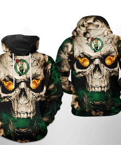 Boston Celtics Nba Skull All Over Print 3D Hoodie Zipper Hoodie