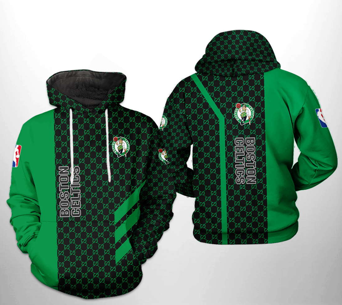 Boston Celtics Nba Team Pattern Mix All Over Print 3D Hoodie Zipper Hoodie