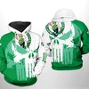 Boston Celtics Nba Team Skull All Over Print 3D Hoodie Zipper Hoodie