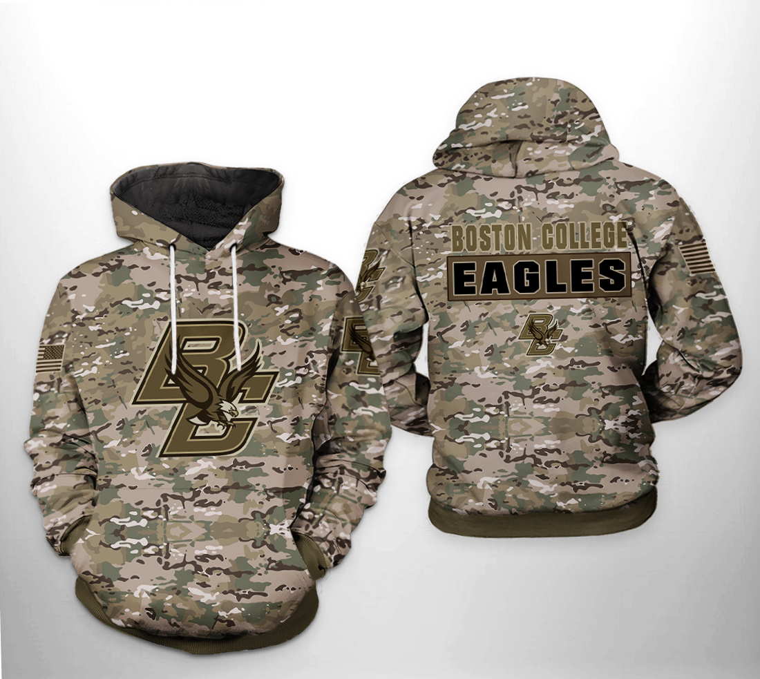 Boston College Eagles Ncaa Camo Veteran All Over Print 3D Hoodie