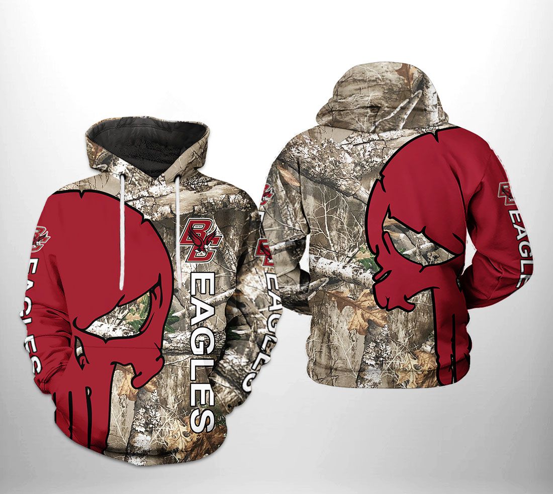 Boston College Eagles Ncaa Camo Veteran Hunting All Over Print 3D Hoodie, Zip-Up Hoodie For Fans
