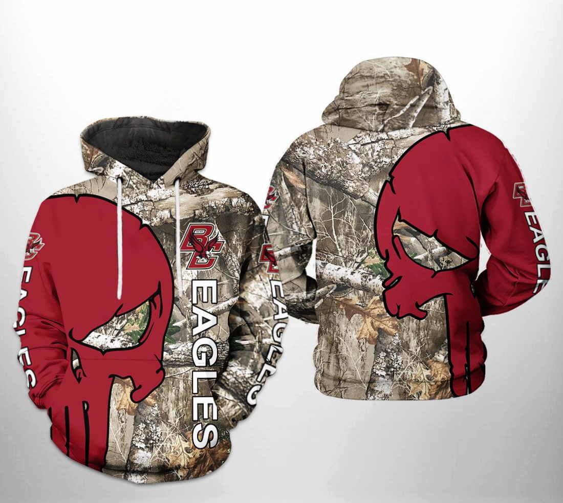 Boston College Eagles Ncaa Camo Veteran Hunting All Over Print 3D Hoodie Zipper Hoodie