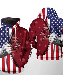 Boston College Eagles Usa Flag All Over Print 3D Hoodie