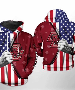 Boston College Eagles Usa Flag All Over Print 3D Hoodie Zipper Hoodie