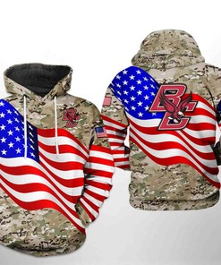 Boston College Eagles Usa Flag Camo Veteran All Over Print 3D Hoodie