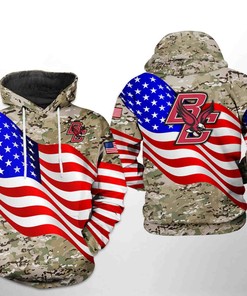 Boston College Eagles Usa Flag Camo Veteran All Over Print 3D Hoodie Zipper Hoodie