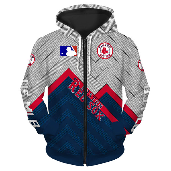 Boston Red Sox 3D Baseball Zip Hoodie For Fans Mlb