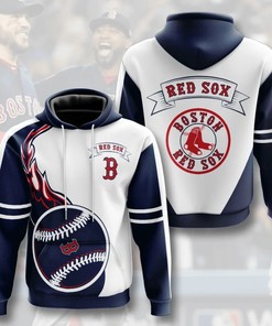 Boston Red Sox Flame Balls 3D Zip Hoodie For Fans