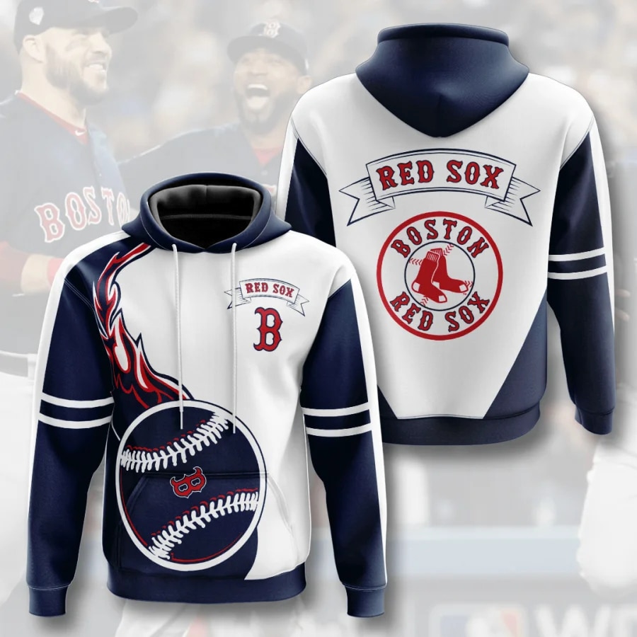 Boston Red Sox Flame Balls 3D Zip Hoodie For Fans