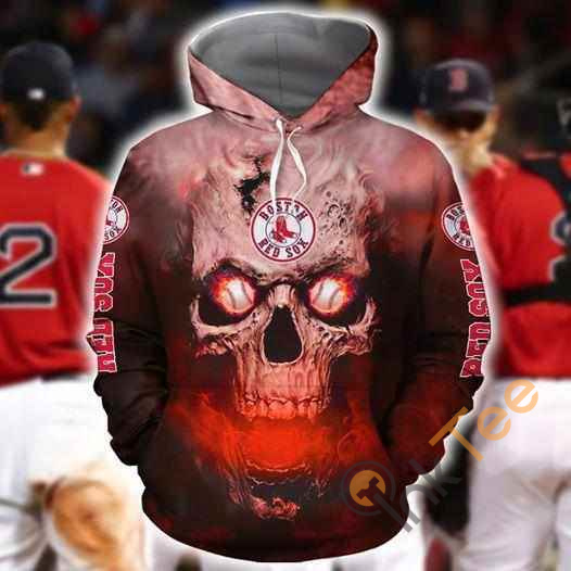 Boston Red Sox Skull On Fire 3D Hoodie For Fans