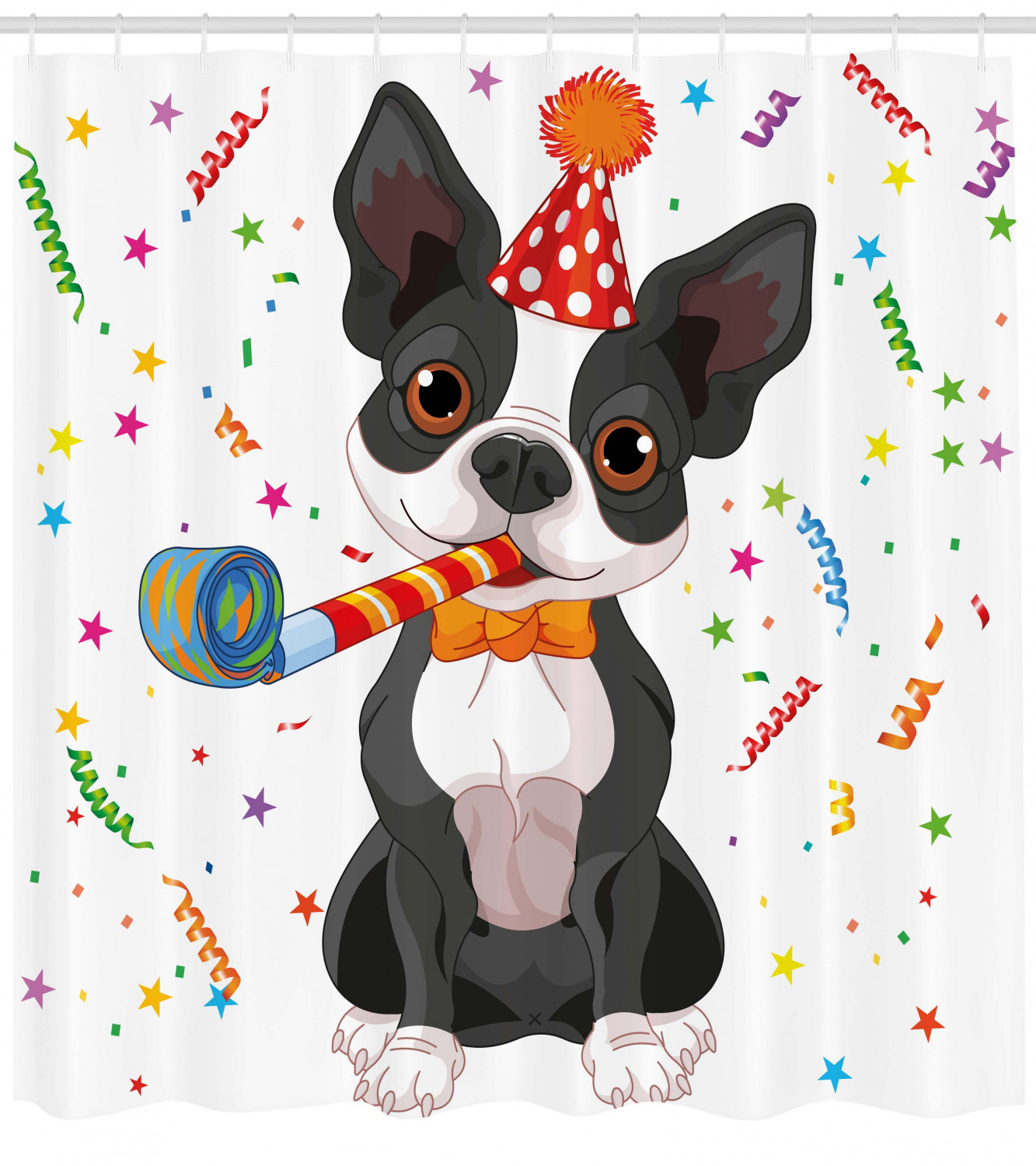 Boston Terrier Dog Print Shower Curtain For Bathroom - Image 4