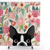 Boston Terrier with Florals Personalized Shower Curtain, Waterproof Bath Decor with Hooks