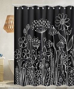 Botanic Herbs Shower Curtain - Rustic Bathroom Decor with Floral Accents 