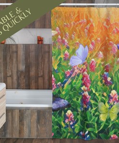 Botanic Wildflowers Shower Curtain - Chic Bathroom Decor with a Boho Twist 