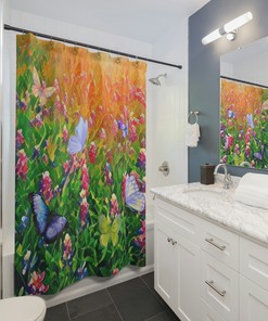 Botanic Wildflowers Shower Curtain - Chic Bathroom Decor with a Boho Twist 