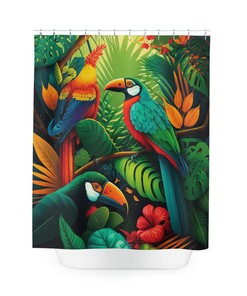 Botanical Art Jungle Shower Curtain for Bathroom Decor