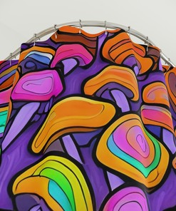 Botanical Art and Modern Bathroom Decor with AI Art Design Print Magic Mushrooms Shower Curtain.