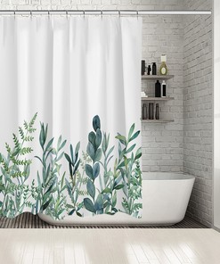 Botanical Artistic Leafs Green Eucalyptus Printed Shower Curtain With Waterproof Fabric For Bathtub Bathroom Decor