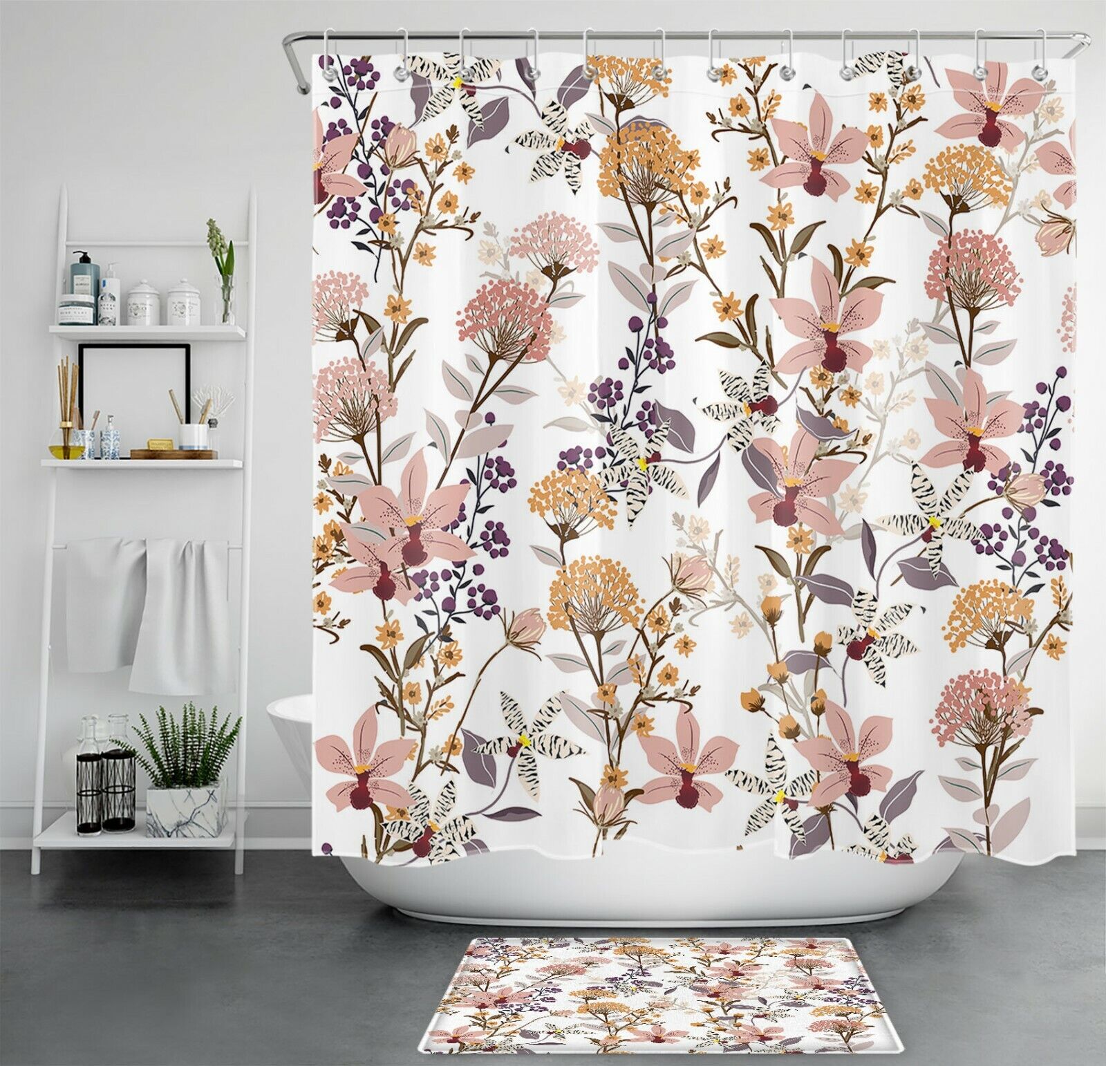 Botanical Blossom Shower Curtain - Nature Bathroom Decor