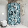 Botanical Blue Abstract Shower Curtain For Modern Bathroom Style
