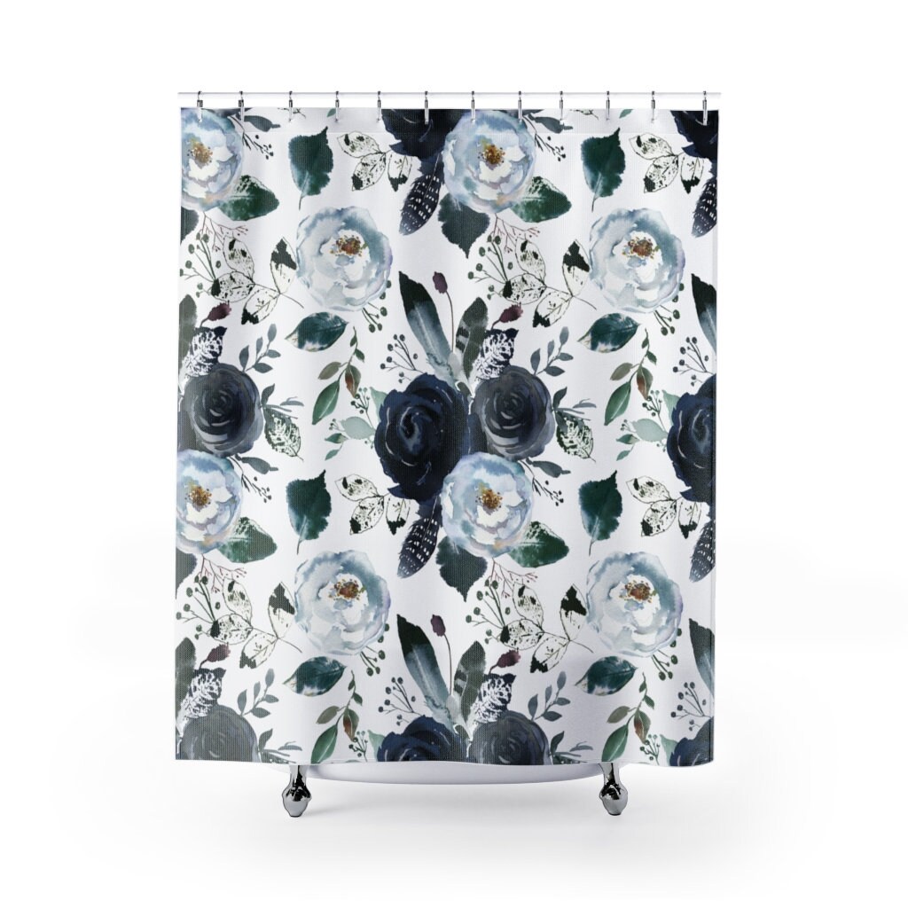 Botanical Boho Shower Curtain With Bohemian Feathers And Floral Designs