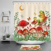 Botanical Cute Frog Red Mushroom Shower Curtain for a Playful Touch
