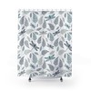 Botanical Dragonfly Shower Curtain With Blue And Grey Leaves Design For Modern Bathroom Decor