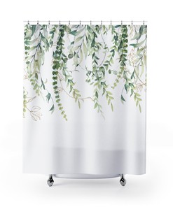 Botanical Eucalyptus Leaves Shower Curtain For Farmhouse Bathroom Decor