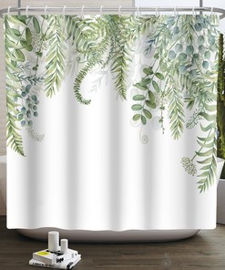 Botanical Eucalyptus Tropical Green Leaf Print Shower Curtain for a Refreshing Bathroom Decor