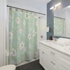 Botanical Farmhouse Boho Shower Curtain, Pink, Green And White, Water Resistant, Machine Washable, Bathroom Decor