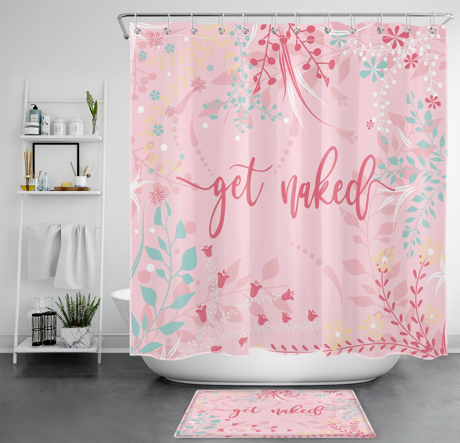 Botanical Floral On Pink Shower Curtain For Nature Lovers